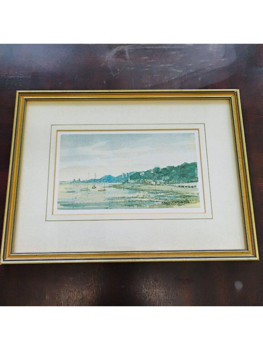 H.F. McGregor Framed Watercolor Print Of "The Yacht Clubs At Grassy Beach Brough